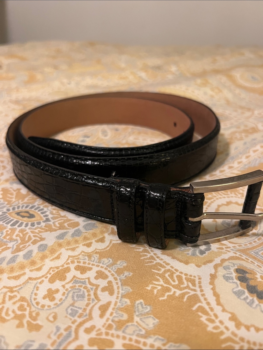 🇪🇸 Genuine Crocodile Classic Black Men's Leather Belt